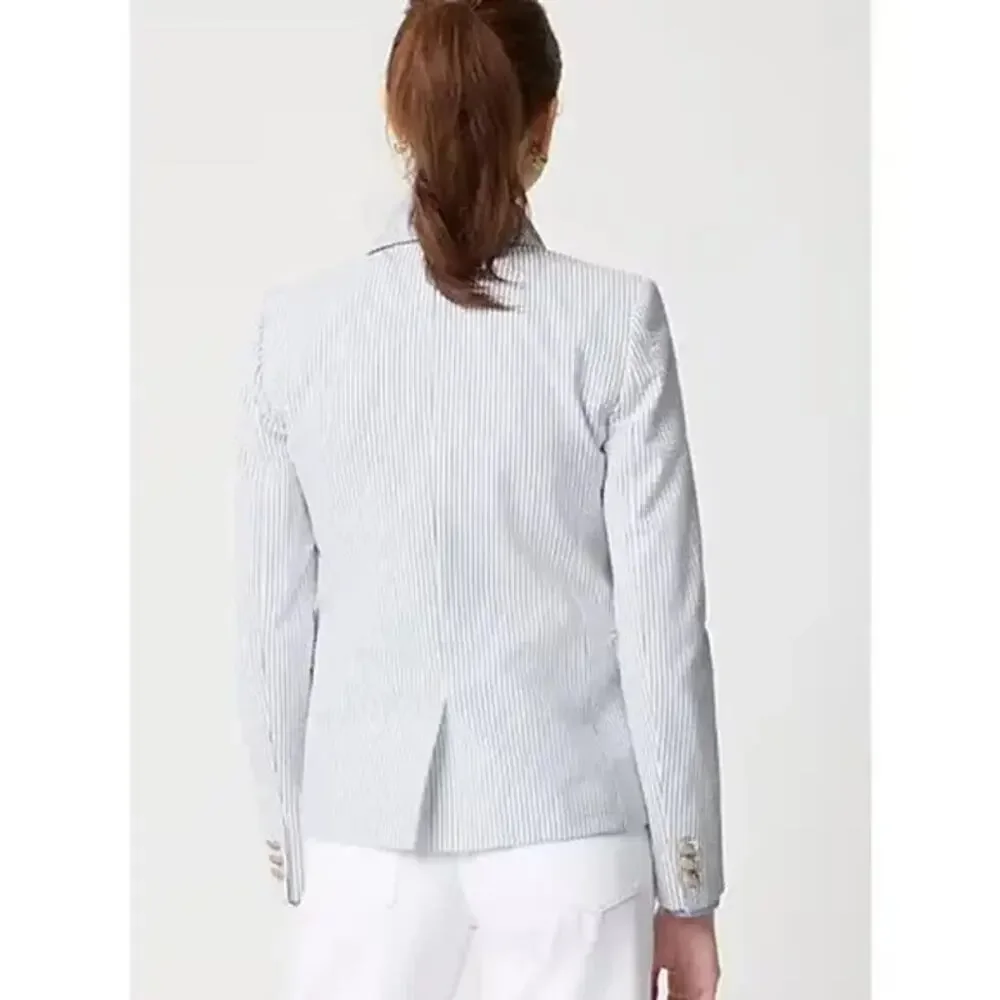 J. Crew Women's Seersucker Schoolboy Blazer Jacket Long Sleeve Size 18 NWOT - Picture 3 of 10